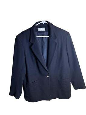 Vintage Dumas Made in USA Navy Blue Wool Blend Suit Blazer Jacket